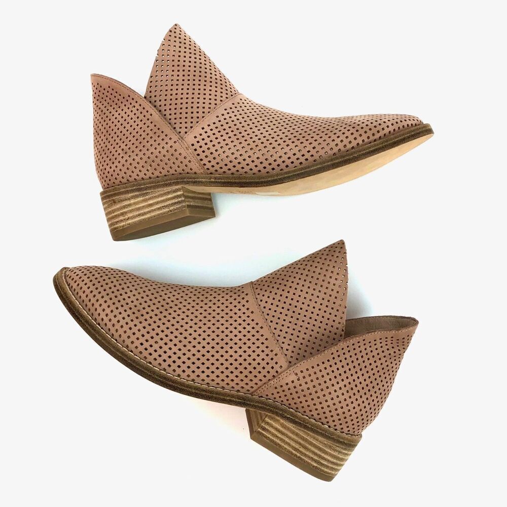 Eileen Fisher Leaf Booties 6.5 Perforated Slip-On Nubuck Spring Capsule Wardrobe